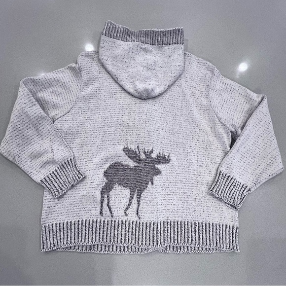 Vintage Binghamton Knitting Co Inc Hooded Cardigan Moose Made in USA Sz XL - Picture 2 of 12